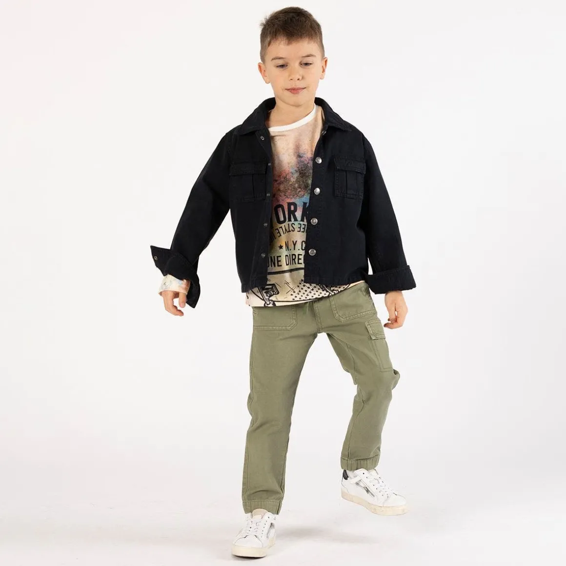 Pantalone in gabardina smerigliata per ragazzo