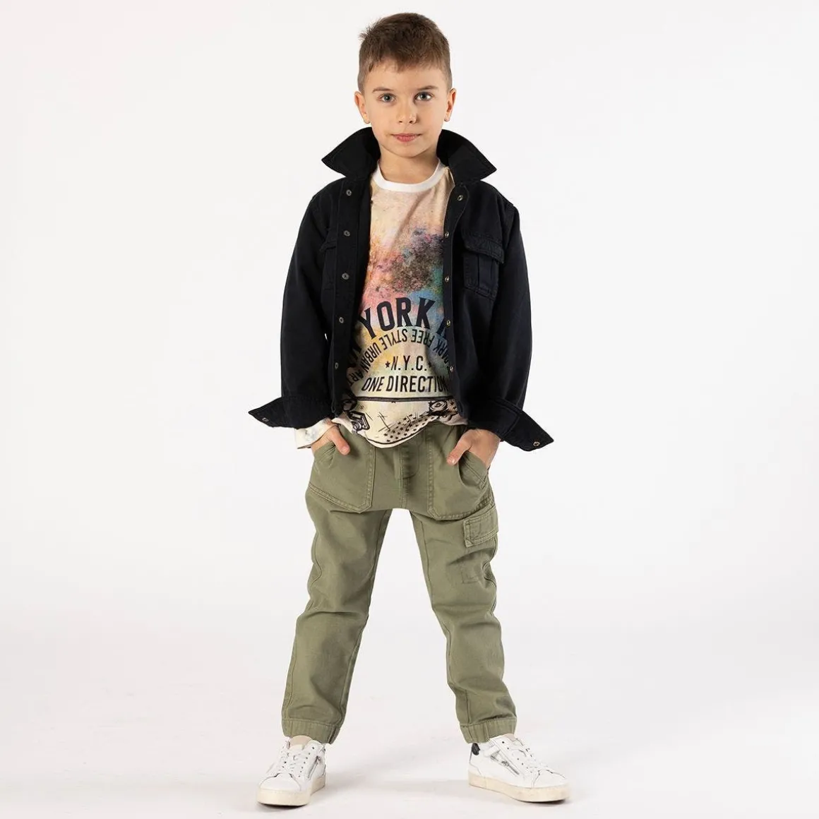 Pantalone in gabardina smerigliata per ragazzo