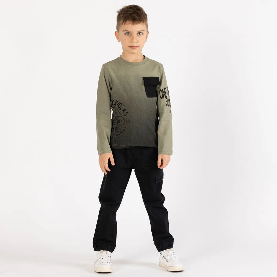 Pantalone in gabardina smerigliata per ragazzo