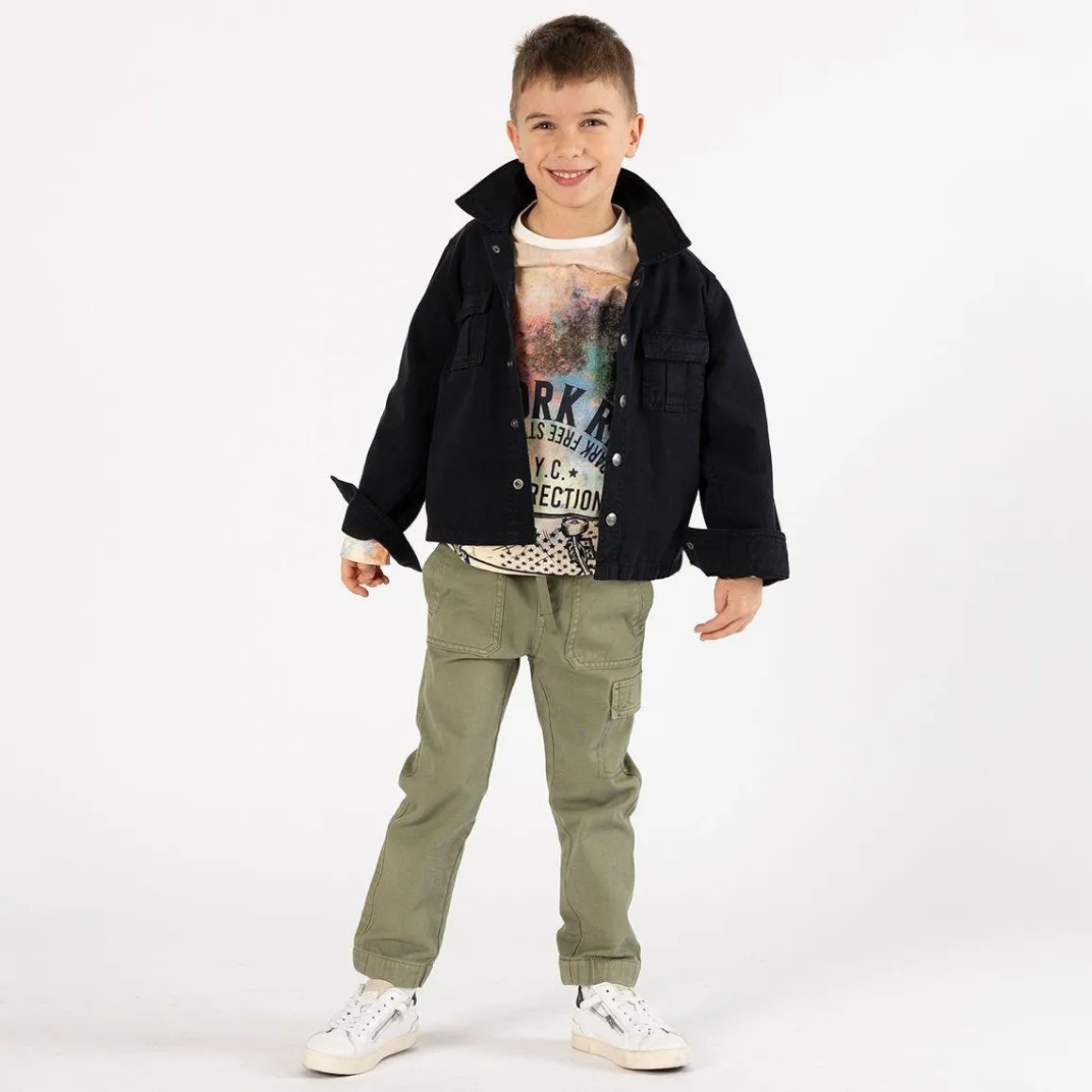 Pantalone in gabardina smerigliata per ragazzo