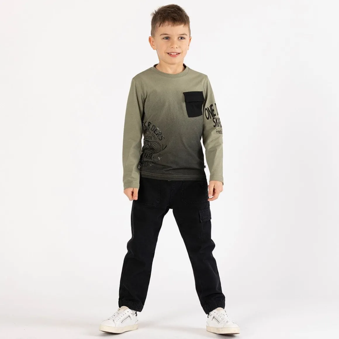 Pantalone in gabardina smerigliata per ragazzo
