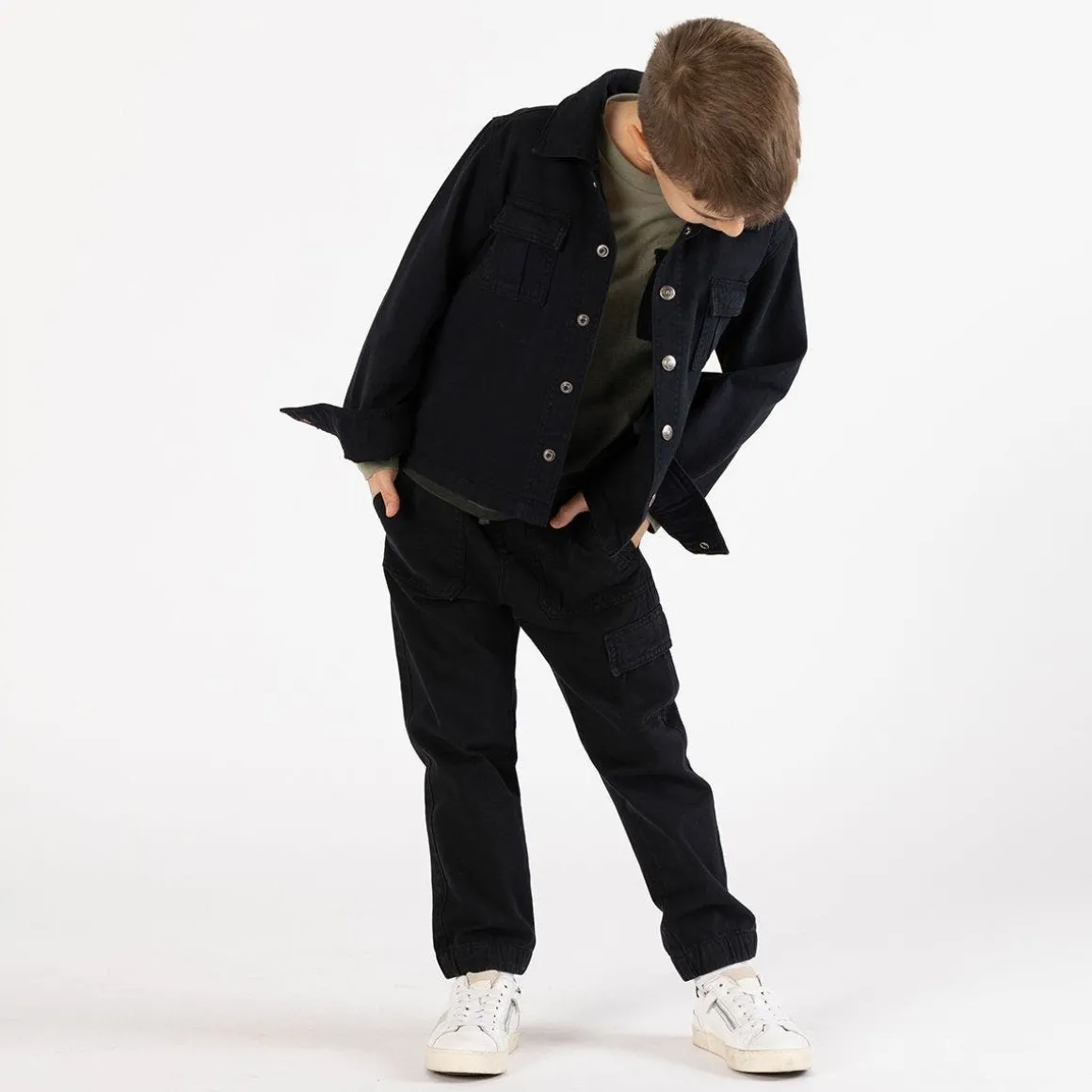 Pantalone in gabardina smerigliata per ragazzo