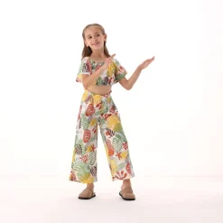 Pantalone in mussola stampata per bambina