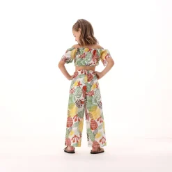 Pantalone in mussola stampata per bambina
