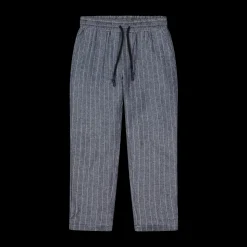 Pantalone lungo da bambino in gessato misto lino
