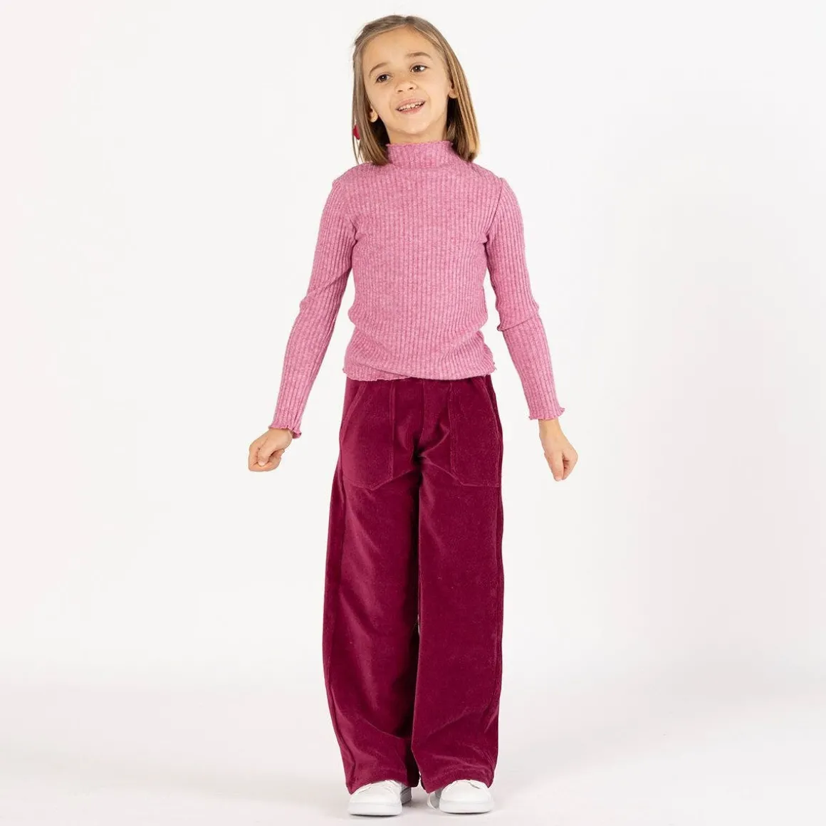 Pantalone palazzo in ciniglia per bambina