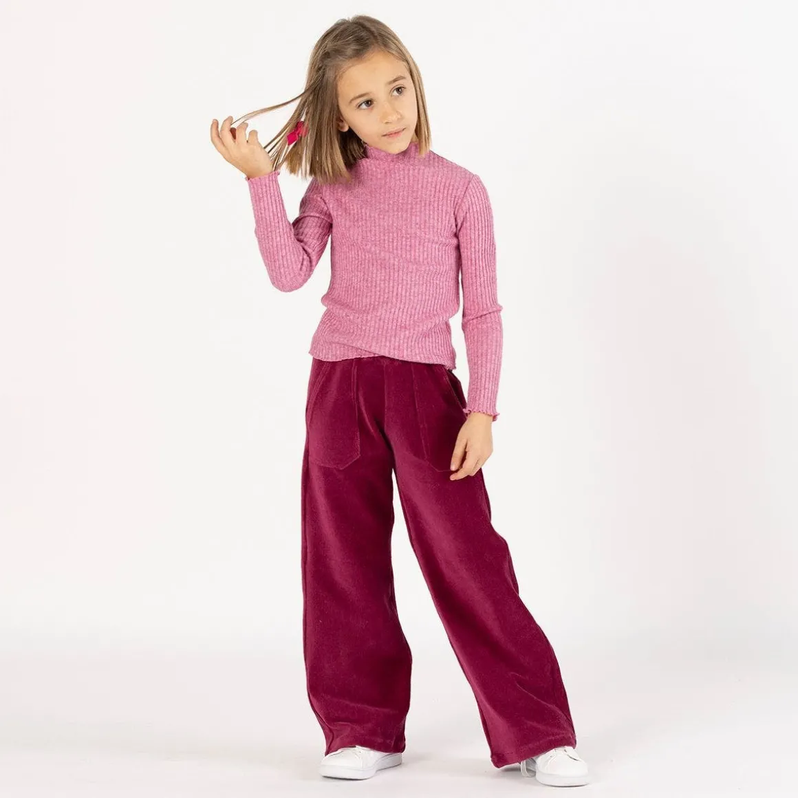 Pantalone palazzo in ciniglia per bambina