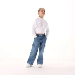 Pantaloni cargo in denim per bambina