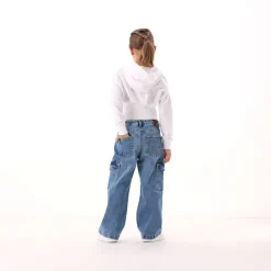 Pantaloni cargo in denim per bambina