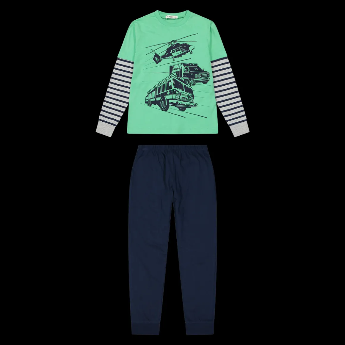 Pigiama con maniche a righe bambino 100% cotone
