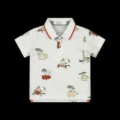 Polo in cotone malfilè con animaletti da bambino