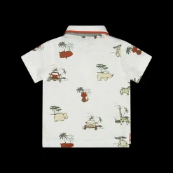 Polo in cotone malfilè con animaletti da bambino