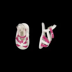 Sandalo da neonata fucsia-latte