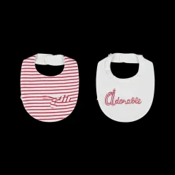 Set 2 bavaglini bianchi e rossi da neonata