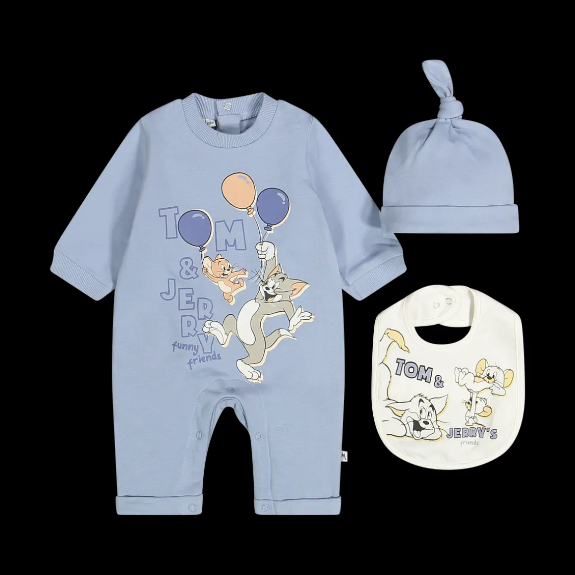 Set 3 pezzi in felpa misto cotone per neonato