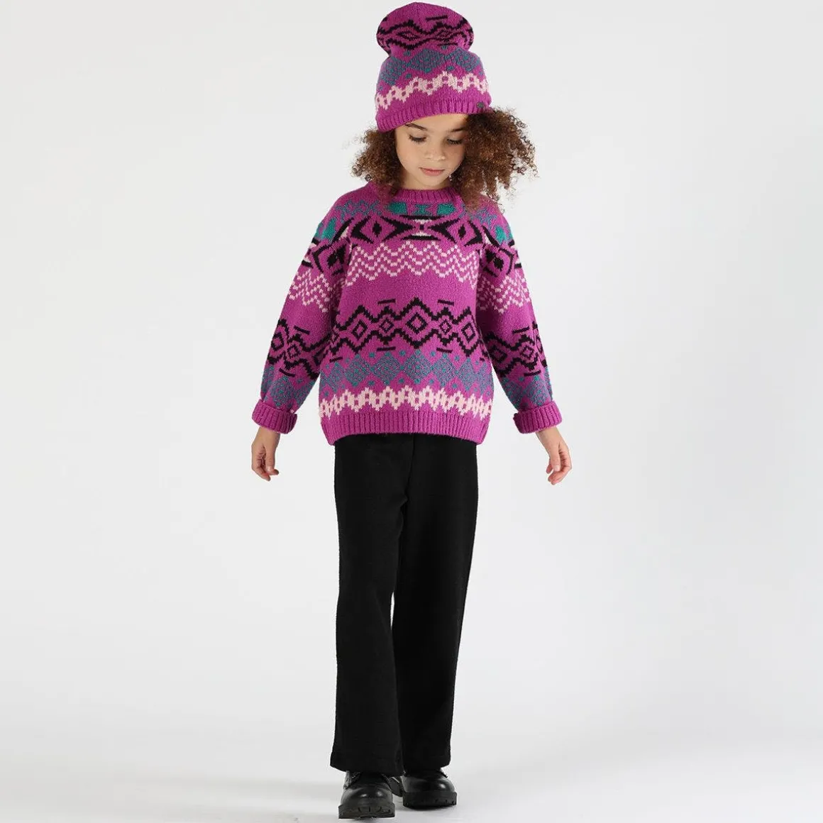 Set berretto e scaldacollo tricot bambina