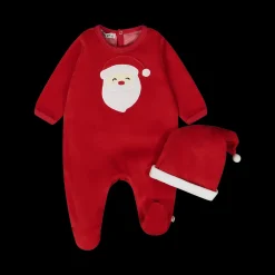 Set natalizio tutina e berretto in ciniglia misto cotone unisex