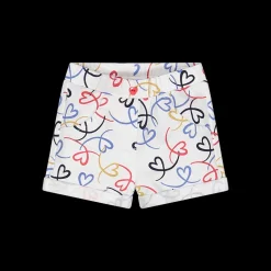 Shorts in felpa con cuoricini per bambina