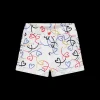Shorts in felpa con cuoricini per neonata