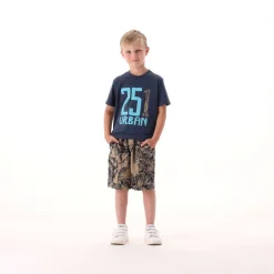 T-shirt blu mélange per bambino
