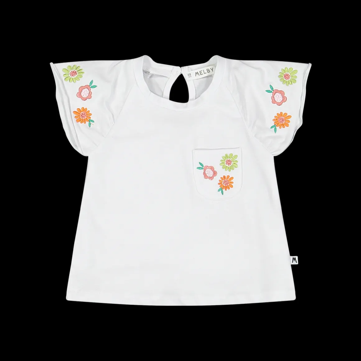 T-shirt con fiorellini ricamati per bambina