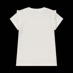 T-shirt con fiori e strass da bambina