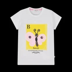 T-shirt con stampa e paillettes da bambina