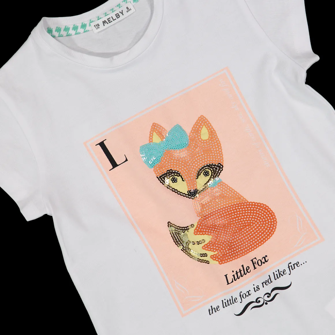 T-shirt con stampa e paillettes da bambina