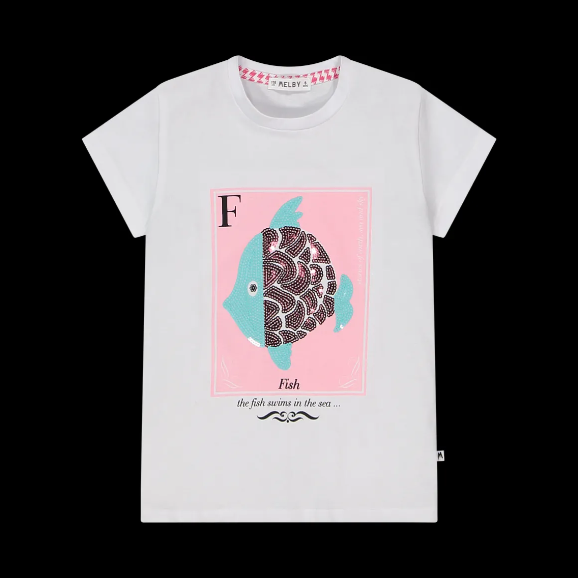 T-shirt con stampa e paillettes da bambina