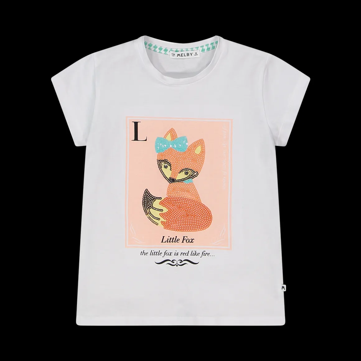 T-shirt con stampa e paillettes da bambina