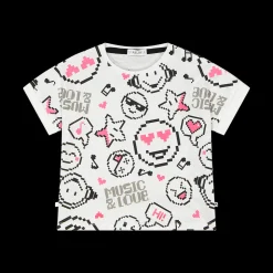 T-shirt con stampa pixel per bambina