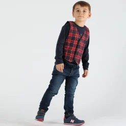 T-shirt da bambino con stampa scozzese