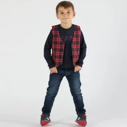 T-shirt da bambino con stampa scozzese