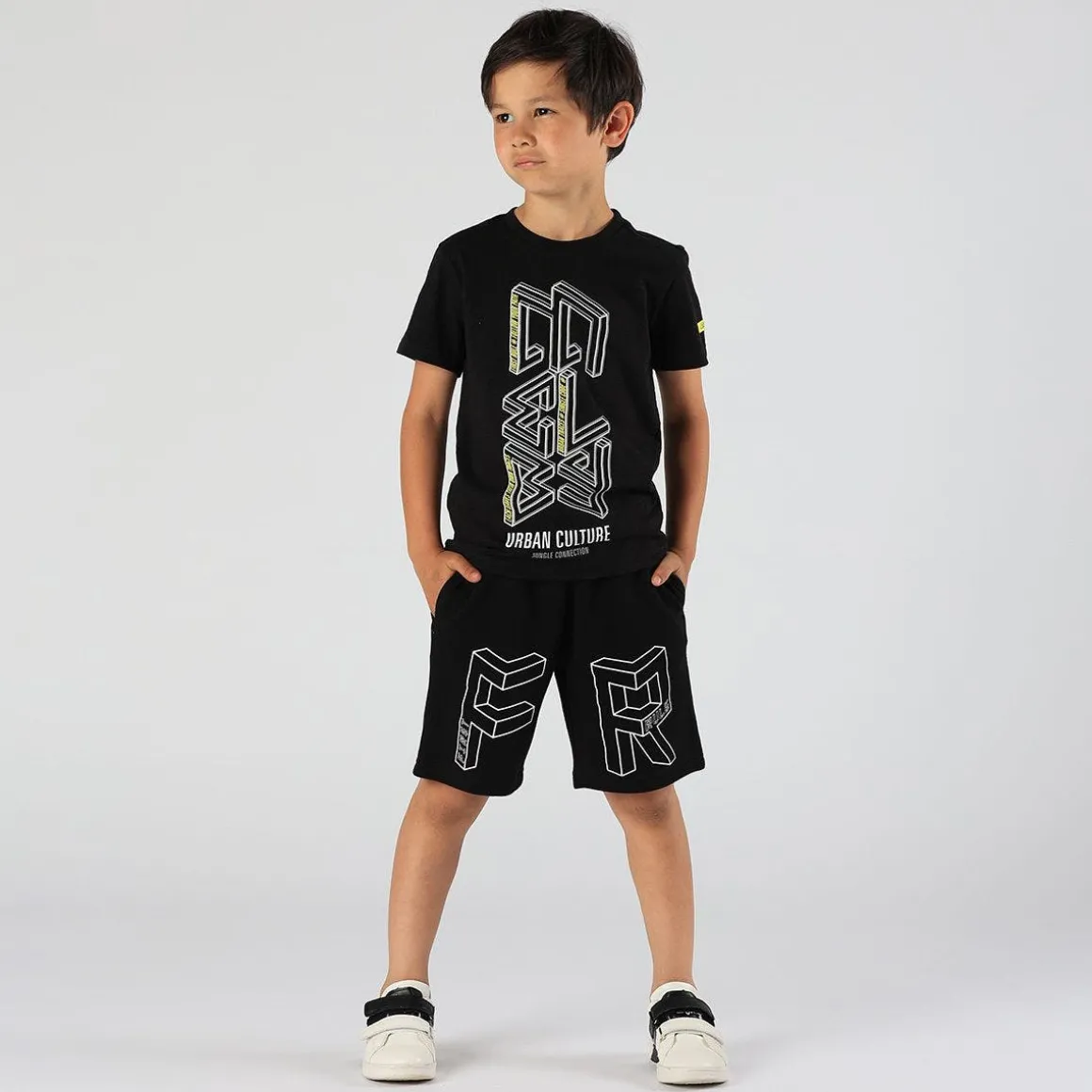 T-shirt da bambino in jersey con stampa reflex
