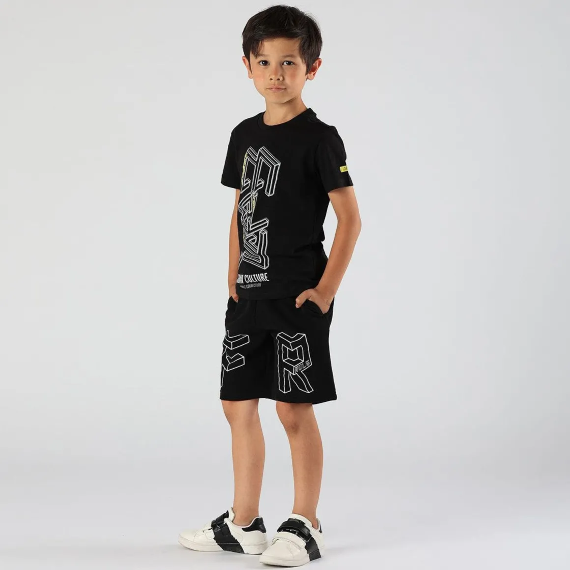 T-shirt da bambino in jersey con stampa reflex