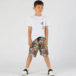 T-shirt da bambino in piquet con stampa