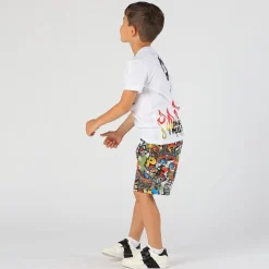 T-shirt da bambino in piquet con stampa