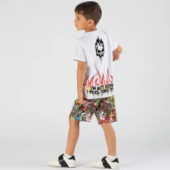 T-shirt da bambino in piquet con stampa