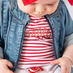 T-shirt in jersey a righine da bambina
