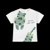 T-shirt manica corta in jersey effetto lino bambino