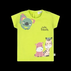 T-shirt manica corta in jersey 100% cotone effetto lino bambina