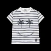 T-shirt riga bianca e blu per bambino