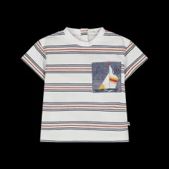 T-shirt rigata con taschino per bambino