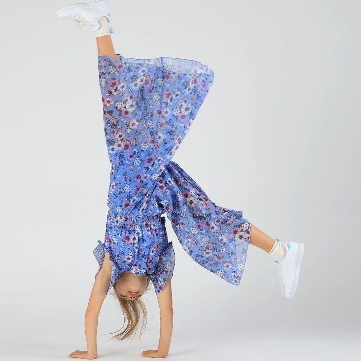 Tuta in chiffon con arricciatura da bambina
