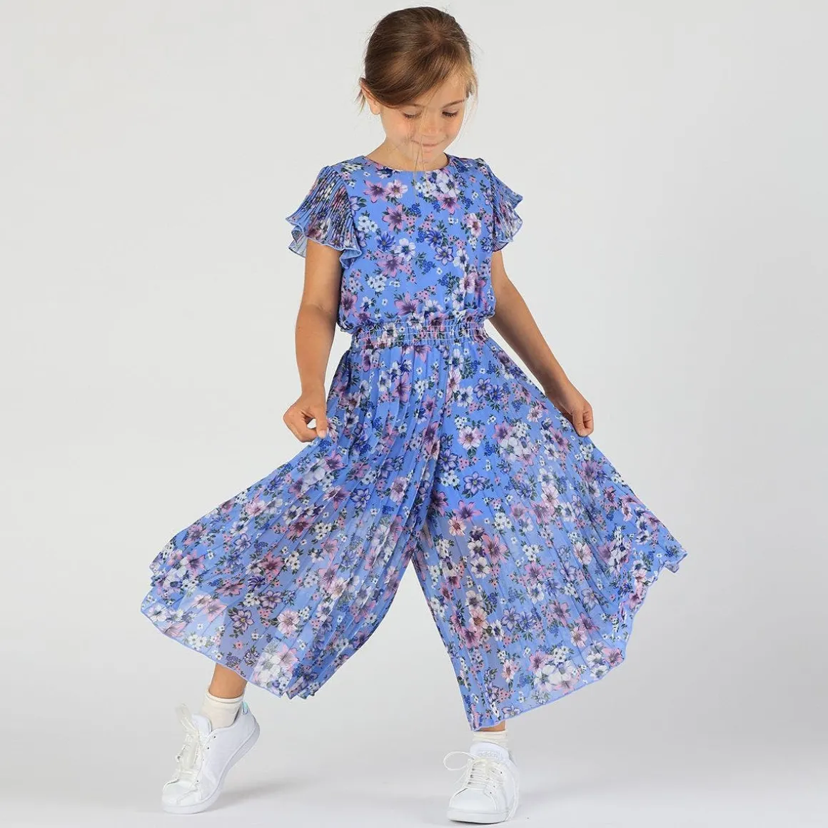 Tuta in chiffon con arricciatura da bambina