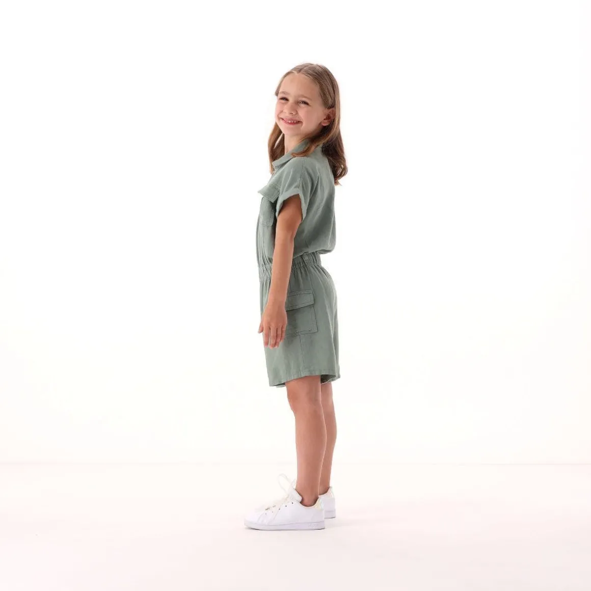 Tuta in misto lino per bambina