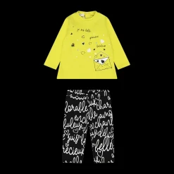 Tuta interlock con leggings stampato da bambina