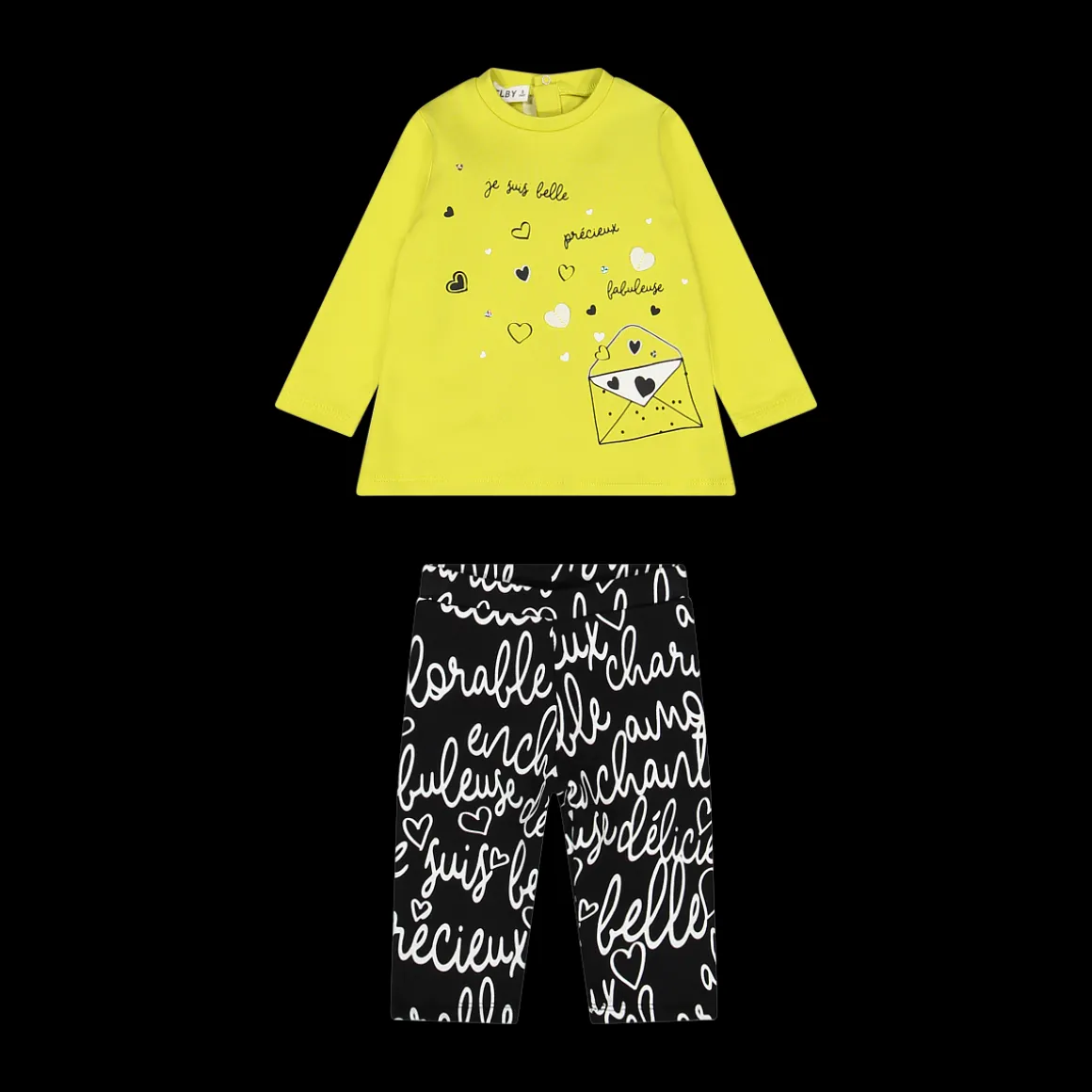 Tuta interlock con leggings stampato da bambina