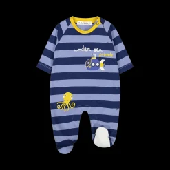 Tutina a righe blu da neonato