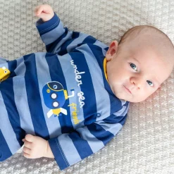 Tutina a righe blu da neonato